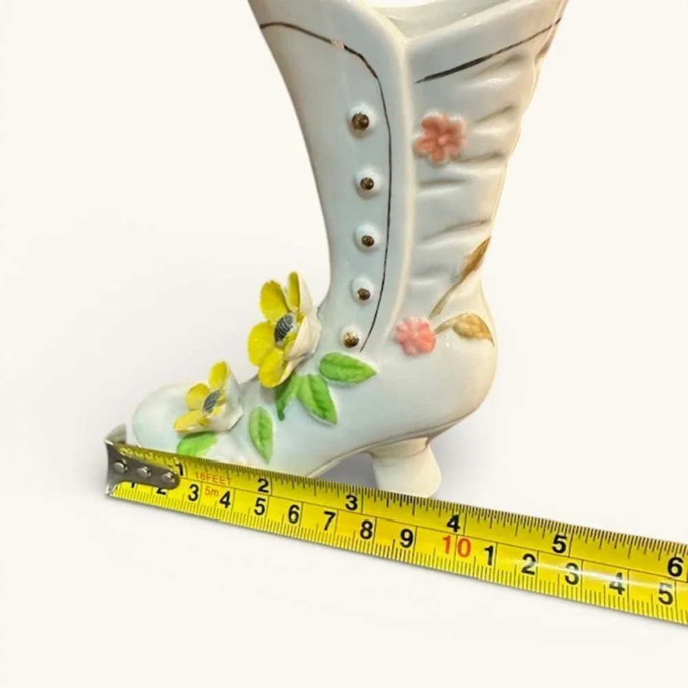 Vintage Ceramic High Heel Boot Vase – Porcelain‎ Floral Accent Décor